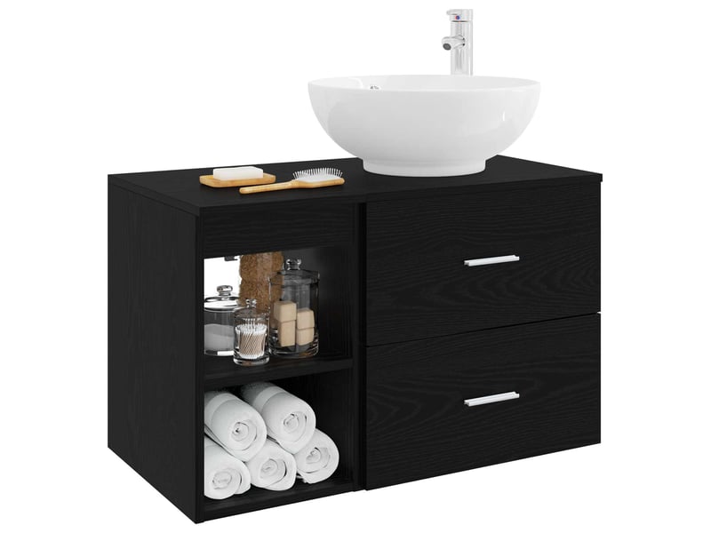 Ensemble de mobilier de salle de bain 2 pcs chêne noir shl5118 - Conforama C