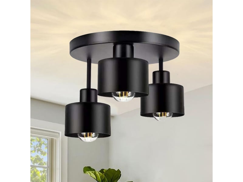 Plafonnier rond en métal  avec spots orientables, 3 x e27 ampoule(s) non incluse(s)  - Conforama D