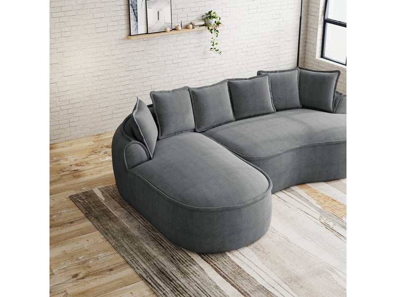 Canapé méridienne, chaise longue, version gauche, en chenille, pour intérieur, mobilier pour espace de vie - Conforama W