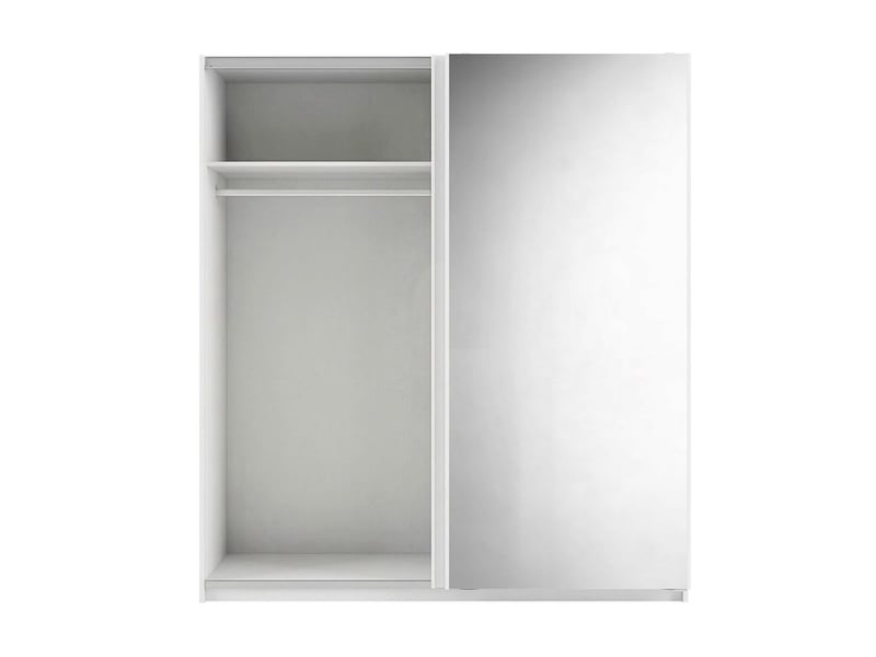 Armoire 2 portes coulissantes 180x210 cm 1 porte blanc laquée et 1 porte miroir - swam SWAM - Conforama C
