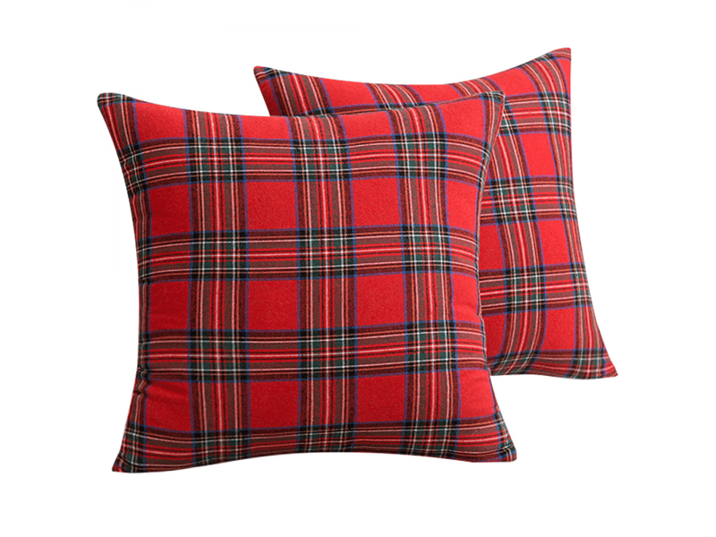  Lot de 2 housse de coussin - 2 noël plaid tartan coussin taie d'oreiller lit canapé décor à la maison, rouge cushion cover - Conforama A