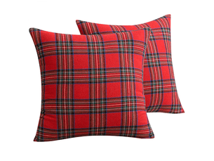 Lot de 2 housse de coussin - 2 noël plaid tartan coussin taie d'oreiller lit canapé décor à la maison, rouge