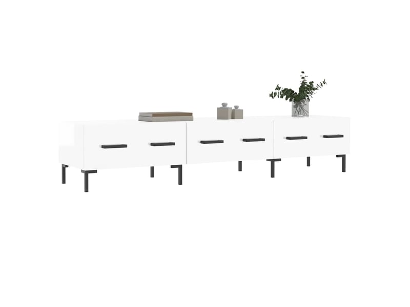 Meuble tv - banc tv - meuble de rangement blanc brillant 150x36x30 cm bois d'ingénierie  - Conforama C