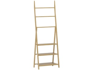 Étagère salle de bain en bambou pliable 3 niveaux étagère à échelle porte-serviettes effet bois naturel 53,5x30x153cm