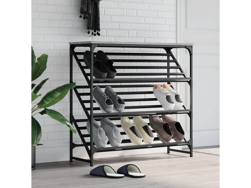  Meuble à chaussures, étagère à chaussures sonoma gris 90x30x85 cm bois d'ingénierie  - Conforama B