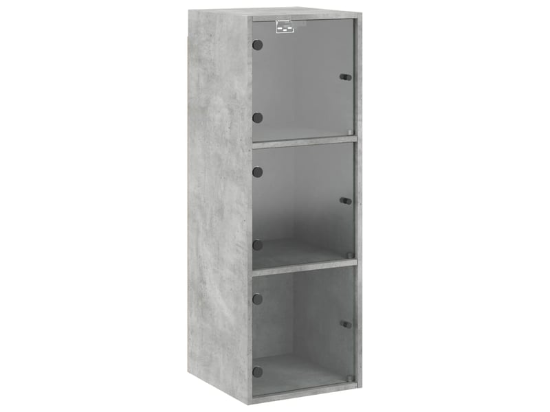  Armoire murale salon, meuble de rangement avec portes en verre gris béton 35x37x100 cm  - Conforama A