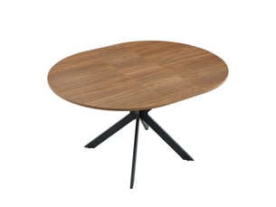 Table à manger extensible en mdf et métal coloris noyer et noir 137x137x76 cm - pangivo
