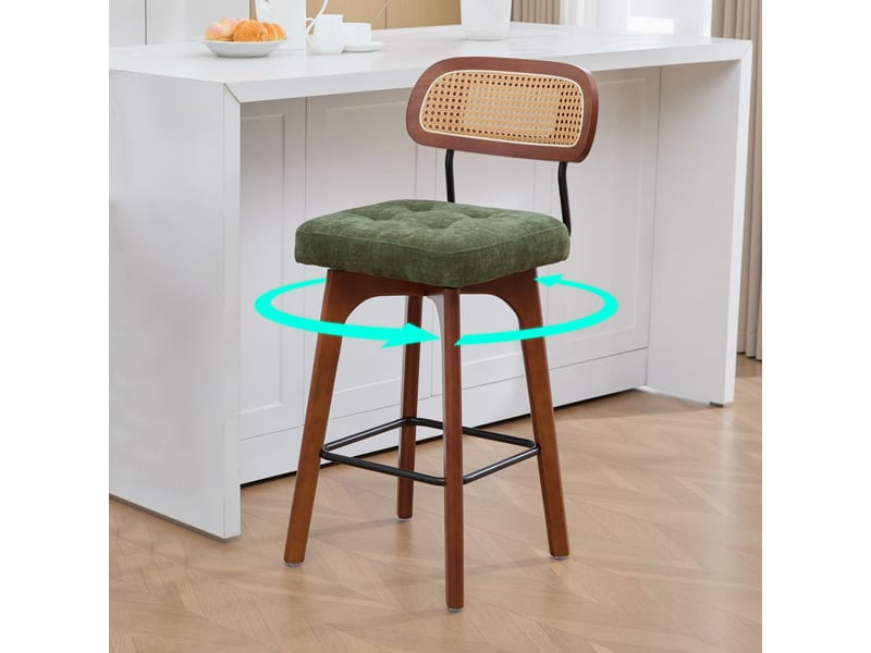  Fauteuil de salon - ensemble de 2 tabourets de bar pivotants à 360°, tabourets de bar de cuisine et de petit-déjeuner, vert  - Conforama B