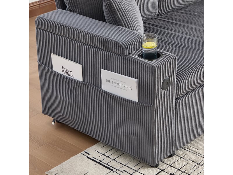  Canapé d’angle 3 places convertible avec rangement 212.5x136x86 cm gris carbone  - Conforama R