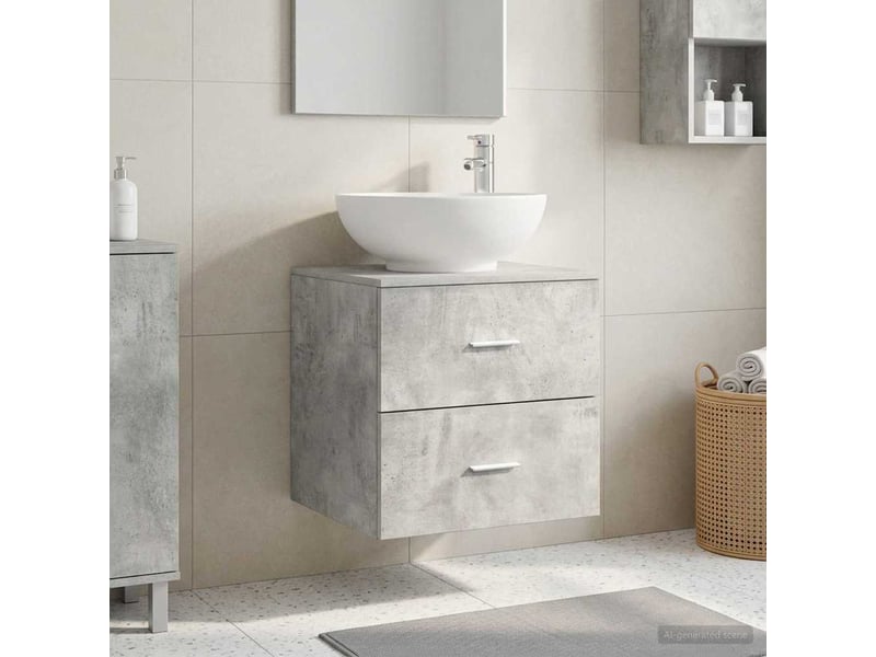 Vanité de lavabo mural, meuble de rangement gris béton 49.5x44.5x66.5 cm - Conforama B