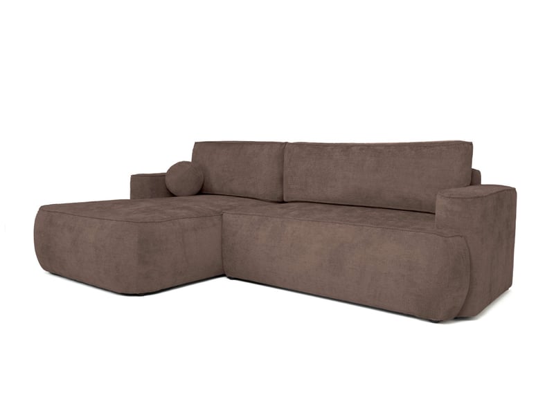 Canapé d'angle gauche cassis avec coffre de rangement en tissu chenille - marron CASSIS - Conforama E