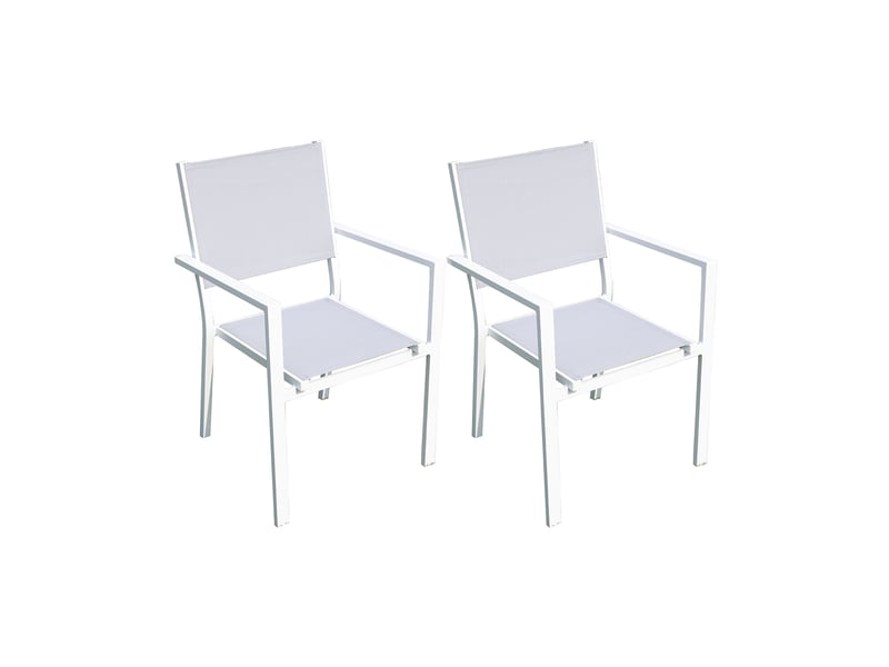  Lot de 2 fauteuils en aluminium et textilène coloris blanc  - Conforama B
