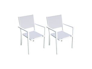 Lot de 2 fauteuils en aluminium et textilène coloris blanc