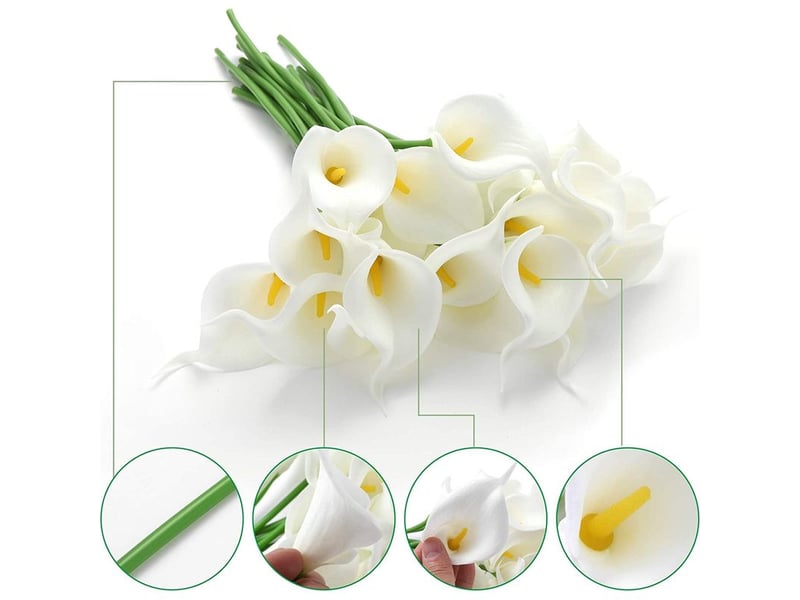  Fleur artificielle calla lily - hauteur 34 cm - tige en fil acier flexible - décoration intérieure bureau mariage événement - lot de 10  - Conforama C