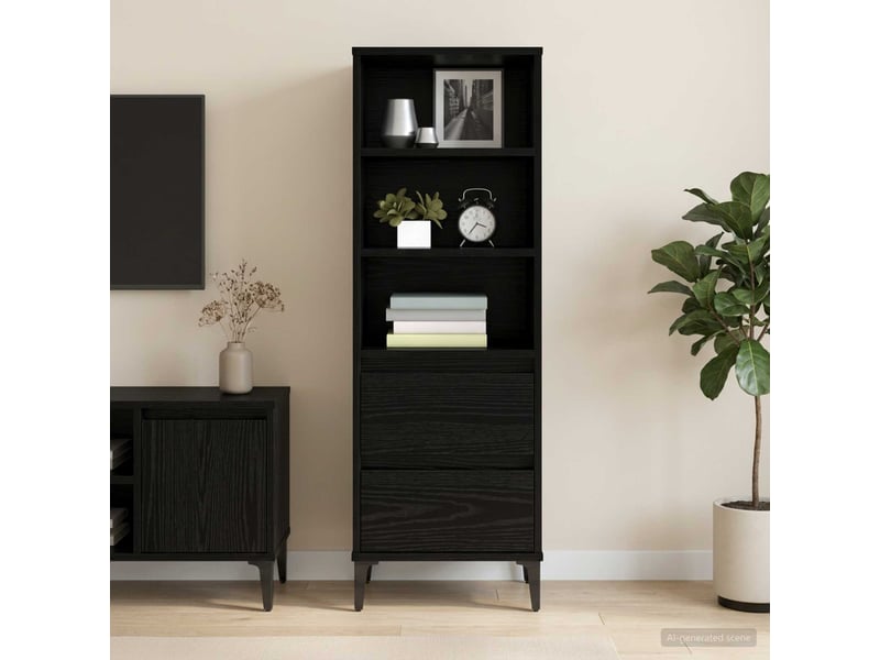  Buffet - haut armoire chêne noir 40 x 36 x 110 cm bois d'ingénierie  - Conforama D