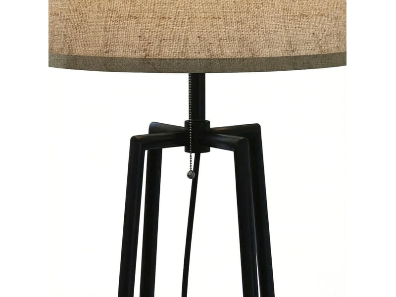  Lampadaire moderne 42x42x166 cm avec deux tablettes mdf métal noir et marron  - Conforama D