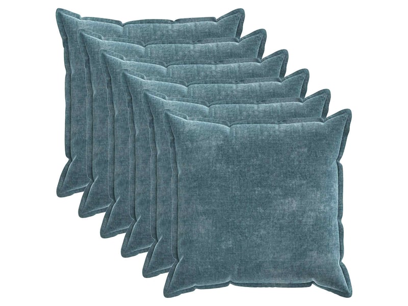  Lot de 6 housses de coussin houten bleu 60 x 60 cm tissu chenille cf49799  - Conforama A