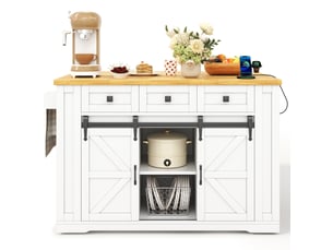 Desserte de cuisine 130x50x87 cm plan de travail rabattable mdf blanc et naturel