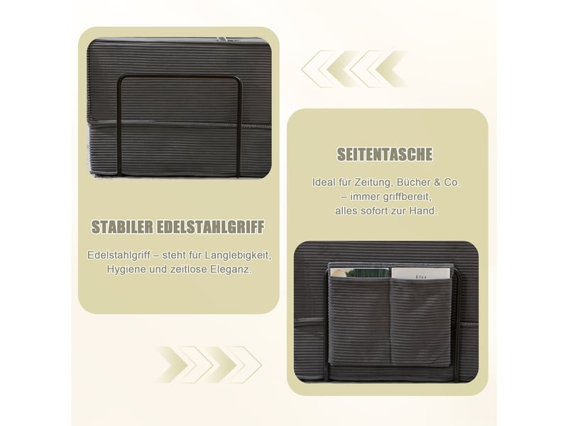  Canapé convertible, canapé-lit – avec pouf, 2 places, avec rangement, en tissu, porte-gobelets  - Conforama E