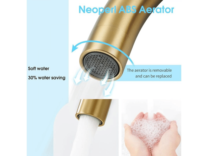  Robinet salle bain, robinet lavabo pivotant à 360°, mitigeur lavabo à bec haut, robinet pour salle de bain ou petite cuisine, doré brossé  - Conforama C