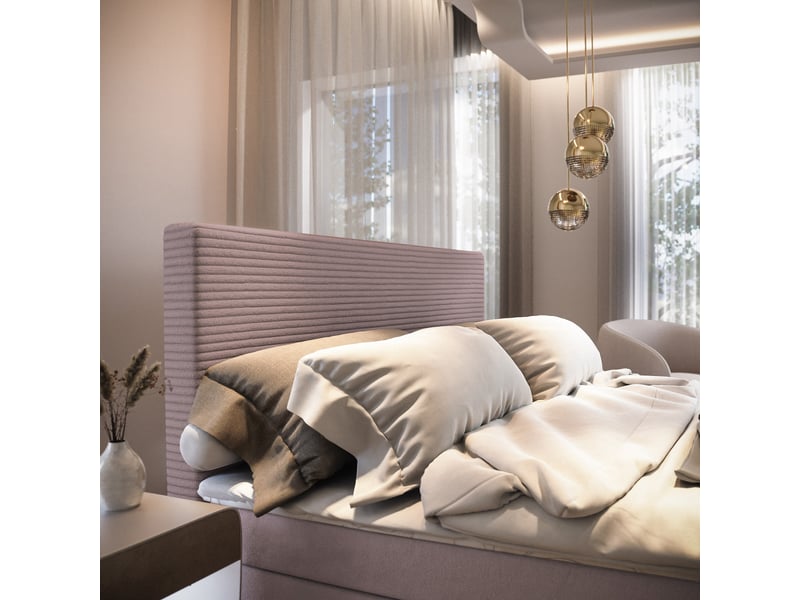  Boxspring giarro 200x200 cm, lit complet avec matelas, rose  - Conforama D