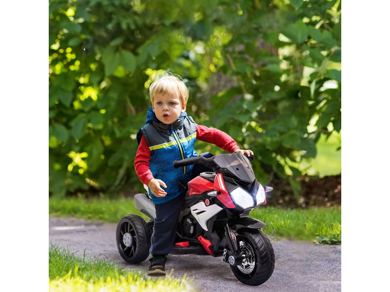  Moto électrique enfant 3 roues 6 v, 3 kmh, effets lumineux et sonores, pour enfants de 3 à 5 ans, charge jusqu'à 25 kg  - Conforama C