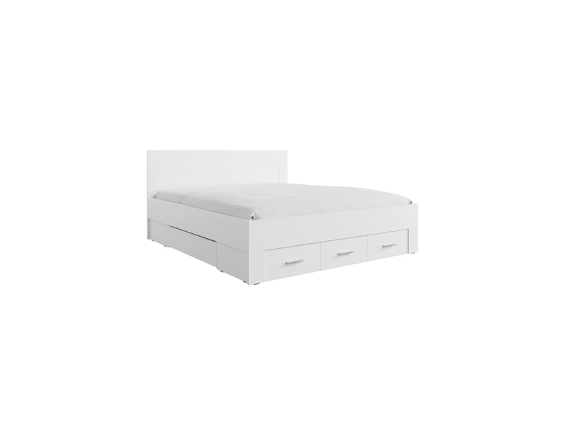  Lit adulte fjord 180x200cm blanc mat avec 5 tiroirs sans sommier  - Conforama A