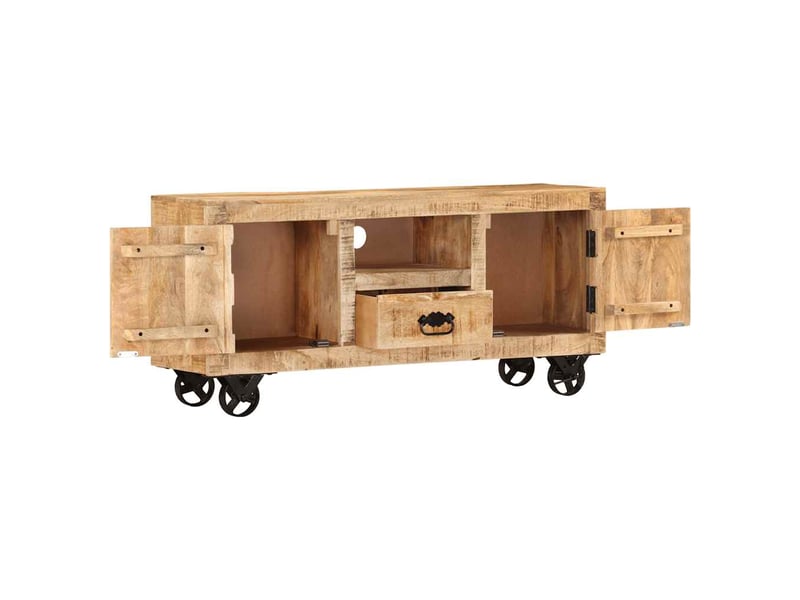  Meuble tv moderne, banc tv bois de manguier brut 110x30x50 cm  - Conforama C