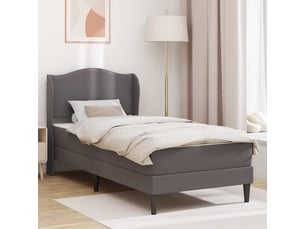 Lit adulte, lit simple, cadre de lit avec tête de lit gris 90x200cm simili cuir cf2679