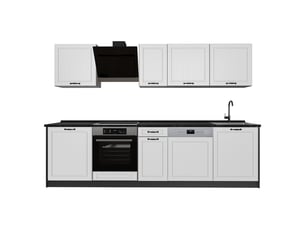 Vicco cuisine, blanc campagneanthracite, 280cm plan de travail anthracite
