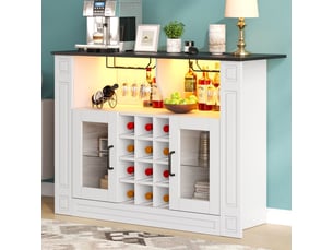 Vitrine 120 x 35 x 84 cm éclairage led meuble de rangement porte-verres à vin râteliers à vin amovibles espace bar à café rangement boissons style moderne rangement bouteilles de vin