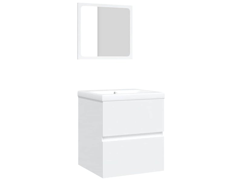 Armoire lavabo de salle de bain avec bassin et miroir blanc - Conforama A