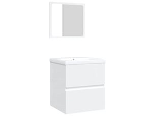 Armoire lavabo de salle de bain avec bassin et miroir blanc