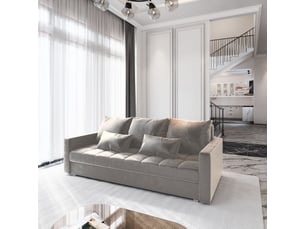 Canapé droit convertible <strong>MASSENO</strong> <strong></strong> 3 places Polyester beige avec coffre de rangement
