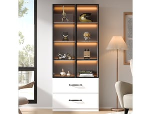 Vitrine coloris blanc 3 étagère(s) <strong>DESVIAE</strong> <strong></strong> - 60 cmx160 cm
