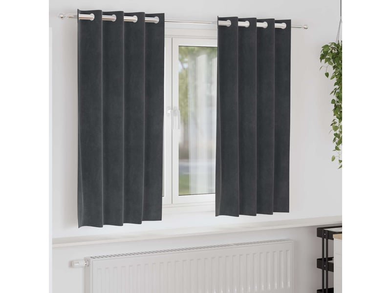 Lot de 2 rideaux, rideaux de fenêtre gris clair 140 x 175 cm velours cf44035 - Conforama B