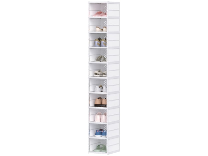  Boîtes à chaussures pliables et empilables en plastique blanc  - Conforama B