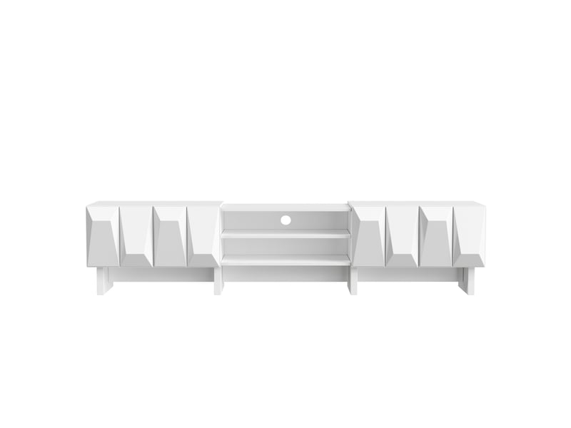Ensemble meuble tv 180x34x44,5 cm et table basse, panneaux de particules blancs - Conforama E
