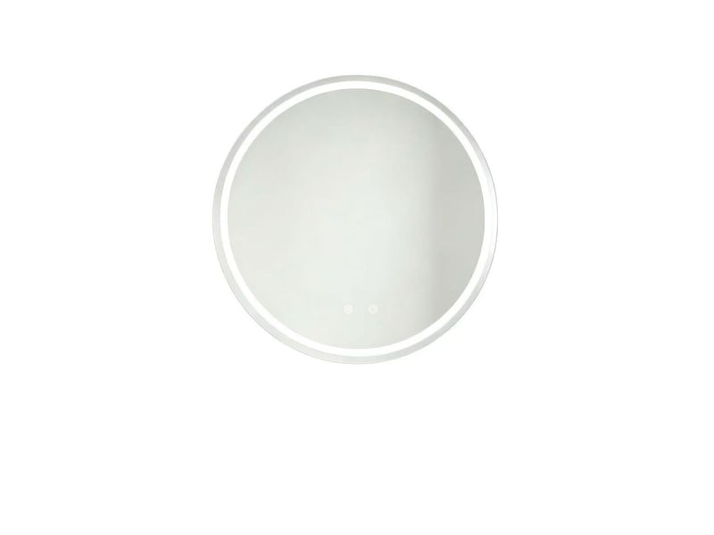  Miroir de salle de bains rond 80 x 80 cm argenté en verre, éclairage tactile, anti-buée et lumière réglable  - Conforama A