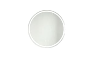Miroir de salle de bains rond 80 x 80 cm argenté en verre, éclairage tactile, anti-buée et lumière réglable