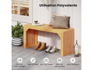 Banc 2 place(s) coloris naturel <strong>COSTWAY</strong> <strong></strong> - 90 cm