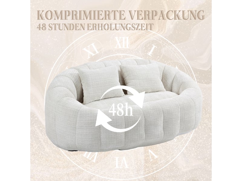  Fauteuil poire beige en chenille - haut dossier, lounge confortable, intérieurextérieur, pour adulte et enfant  - Conforama E