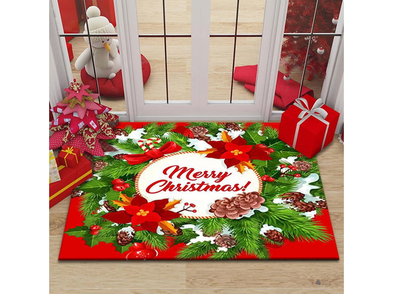 Paillasson de noël, tapis de sol de noël, tapis de bain antidérapant, tapis d'entrée noël, paillasson absorbant, décoration noël tapis, motif-40*60cm - rouge - Conforama A