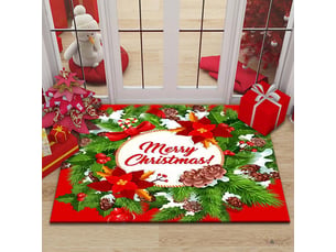 Paillasson de noël, tapis de sol de noël, tapis de bain antidérapant, tapis d'entrée noël, paillasson absorbant, décoration noël tapis, motif-40*60cm - rouge