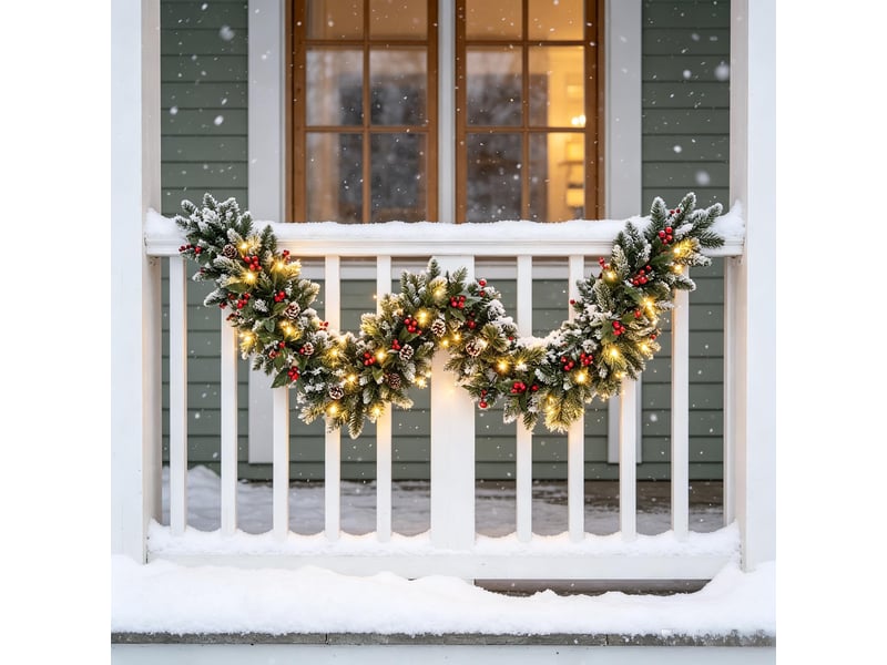 Guirlande de noël en pin vert 2,7m – épaisse, réutilisable, pour cheminée, table, mur et intérieurextérieur-avec de la lumière - Conforama C