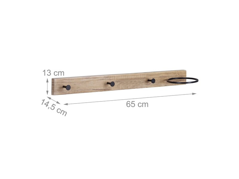  Porte-manteau mural design moderne avec anneau 60 x 20 x 15 cm pratique pour manteaux et sacs à main en bois brun 13_0011795  - Conforama B