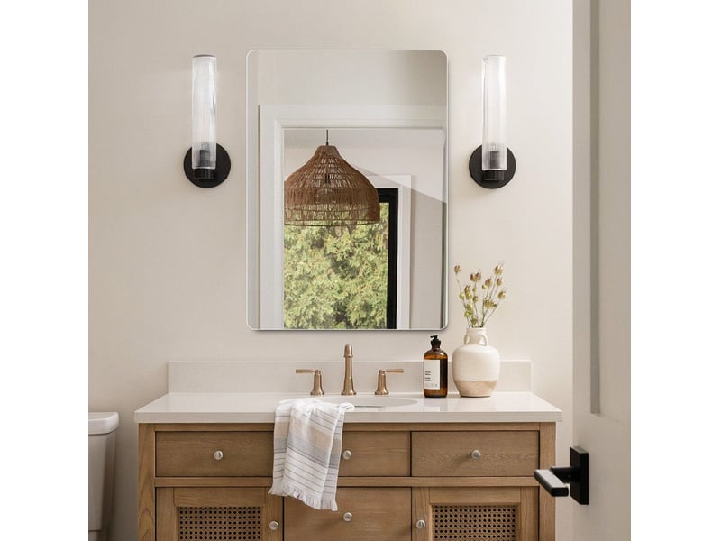 Miroir de salle de bain sans cadre 80x60 cm argenté à suspendre - Conforama D