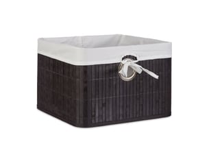 Corbeille de rangement pliante pour étagères 20 x 31 x 31 cm avec housse amovible ambiance naturelle en bambou beige 13_0005766