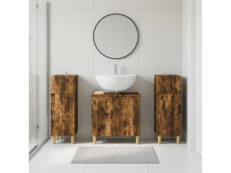  Ensemble de meuble de salle de bain 3 pièces arnhem chêne fumé cf63320  - Conforama B