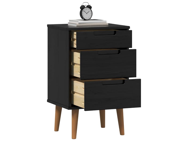  Table de chevet avec tiroir noir 40 x 35 x 65 cm pin massif  - Conforama C